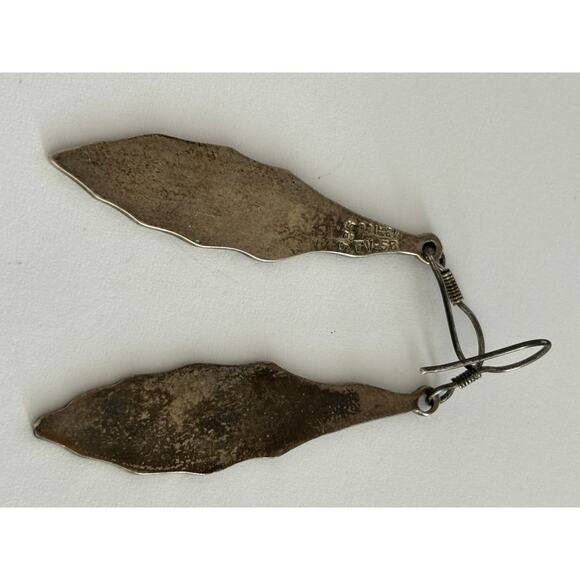 Taxco Sterling Silver Abalone Inlay Dangle Earrings - Picture 2 of 3